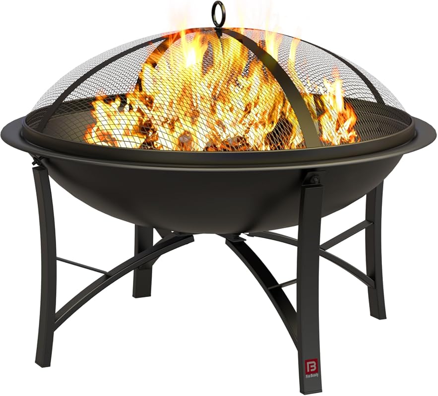 Fire Beauty Wood Burning Fire Pit with 2-in-1 BBQ Grill for Camping