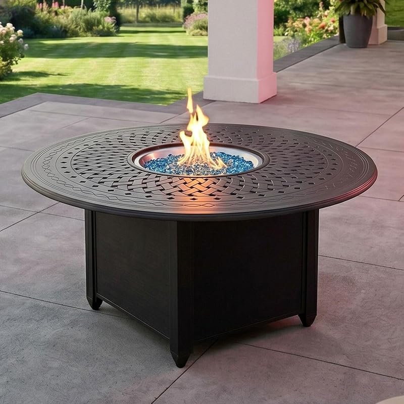 Darlee AC Series 60-Inch Round Propane Fire Pit Dining Table