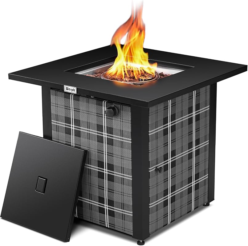 Werph 28-Inch Propane Fire Pit Table, 50,000 BTU, ETL-Certified with Lava Rocks