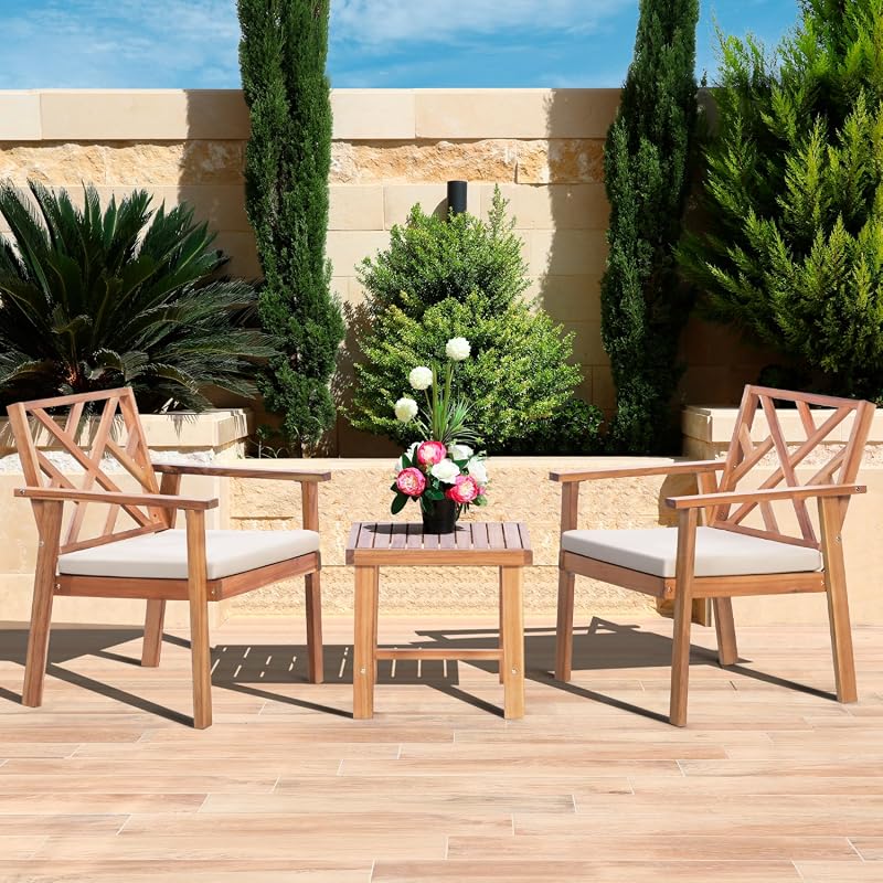 Werph 3-Piece Acacia Wood Outdoor Patio Furniture Set