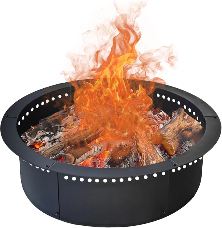 SoulMate Outdoor 46-Inch Smokeless Steel Fire Pit Ring Insert for DIY Fire Pits