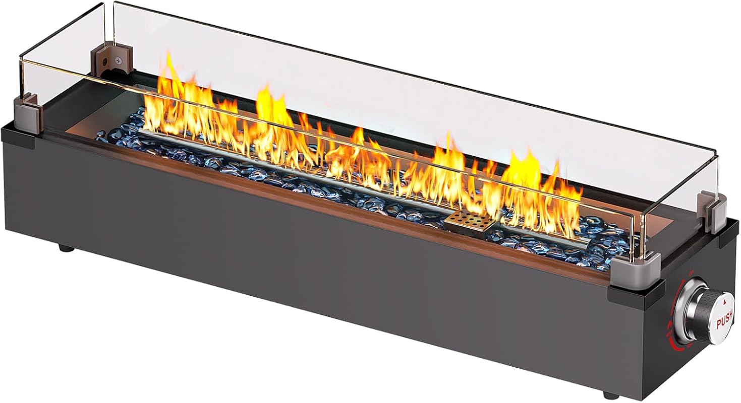 Ciays 28-Inch Tabletop Propane Fire Pit, 50,000 BTU with Glass Wind Guard