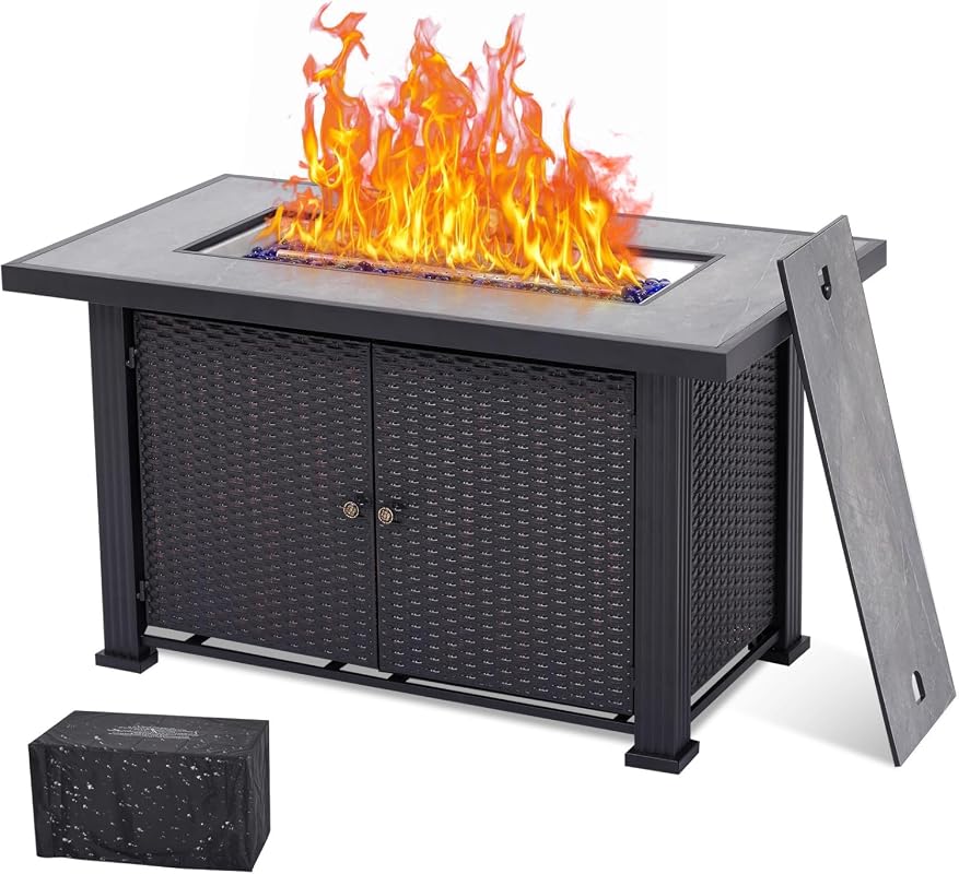 44-Inch Propane Fire Pit Table with cover