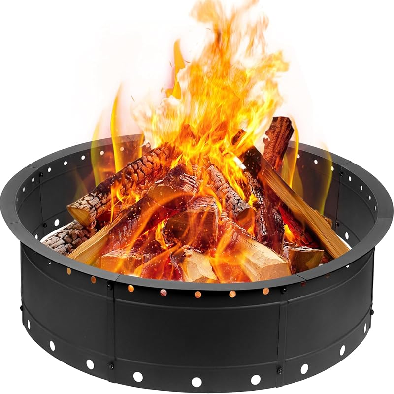 36-Inch Smokeless Steel Fire Pit Ring with Air Vent and Anti-Rust Coating