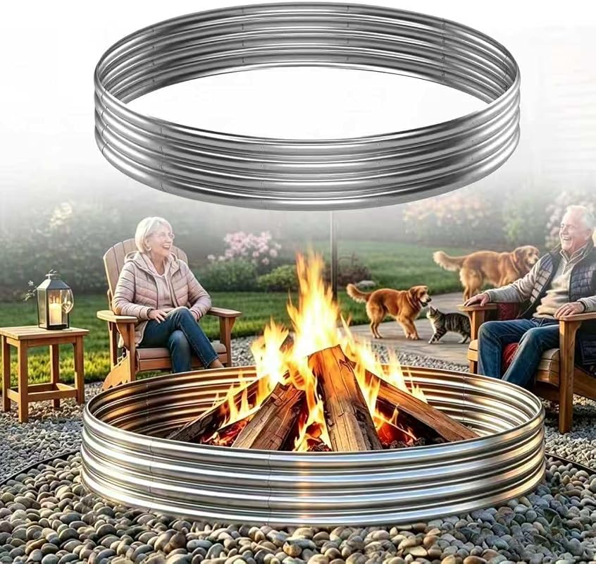 60-Inch Heavy Duty Steel Fire Pit Ring for Outdoor Wood Burning