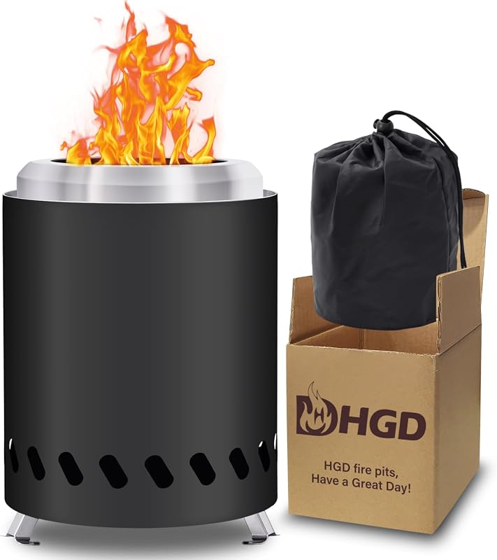HGD Portable Smokeless Tabletop Fire Pit, Stainless Steel Mini Stove with Carry Bag, Pellet or Wood Fuel
