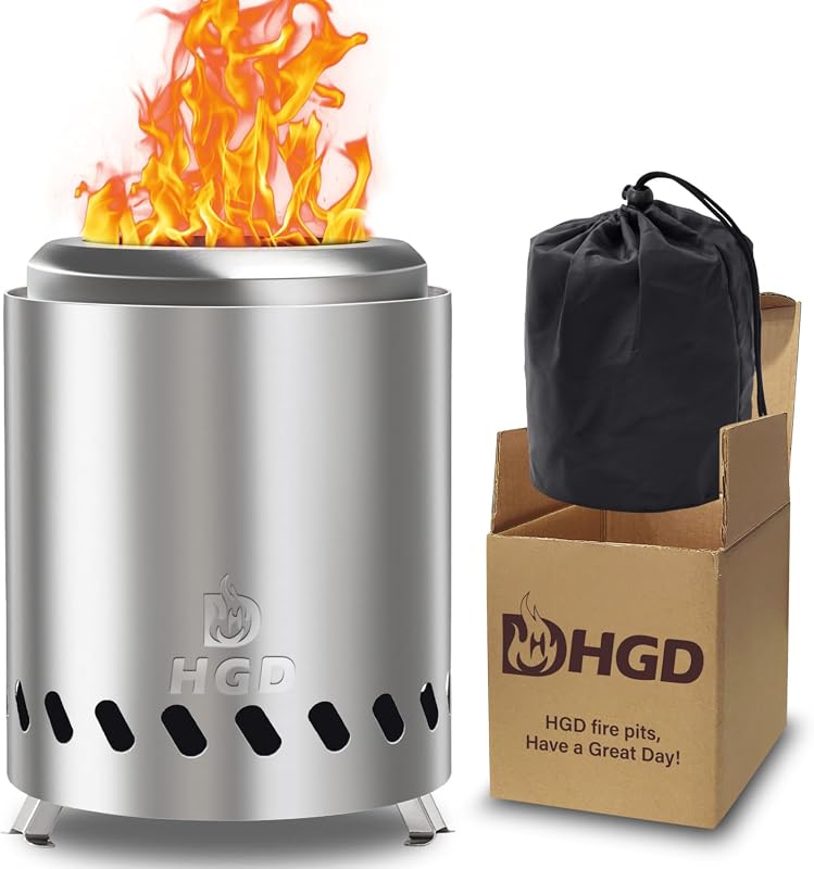 HGD Smokeless Tabletop Fire Pit with Carry Bag, Portable Mini Firepit for Camping and Patio